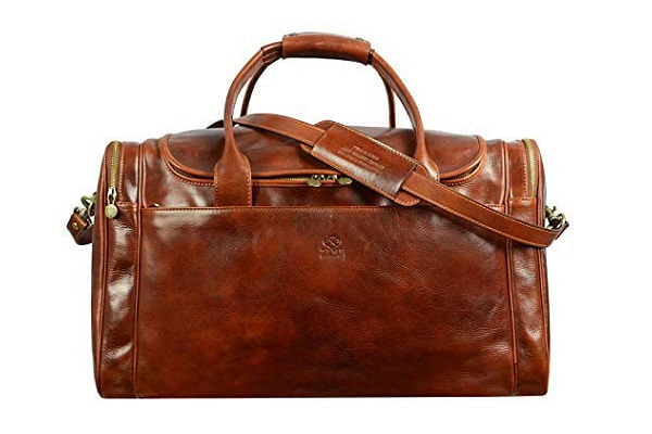 Large Hand-Crafted Leather Duffle Bag Travel Bag Weekend Bag - Time Resistance
