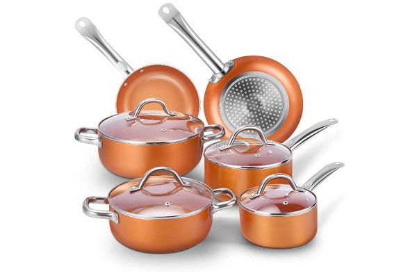 CUSIBOX Cookware Set Pan & Pot Set 6 Piece , Stock Pot, Saute Pan, Saucepan,Glass Lid | Induction | Nonstick