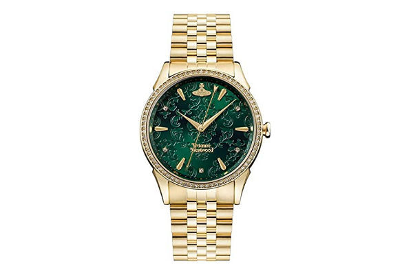 Buy Vivienne Westwood Ladies Wallace Gold Plated Green Jacquard Dial Bracelet Watch
